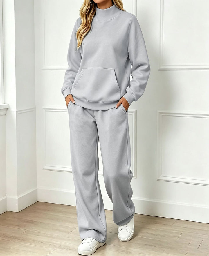 Women's Sweat Set with High Collar - Comfortable and Coordinated