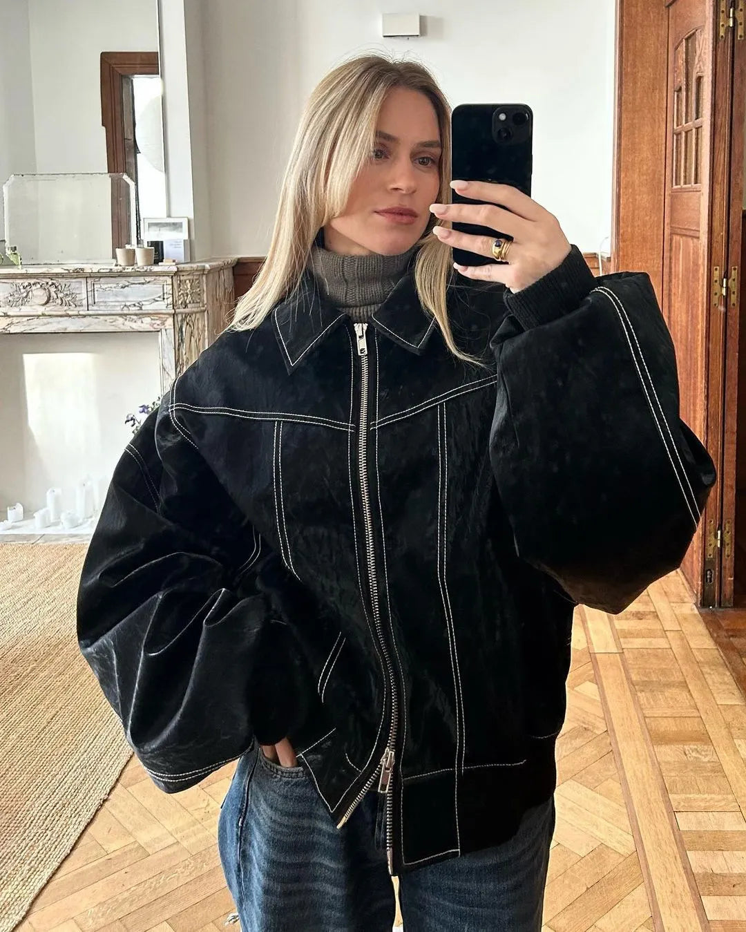 Elina Oversized Bomber Jacket - Elena Harper