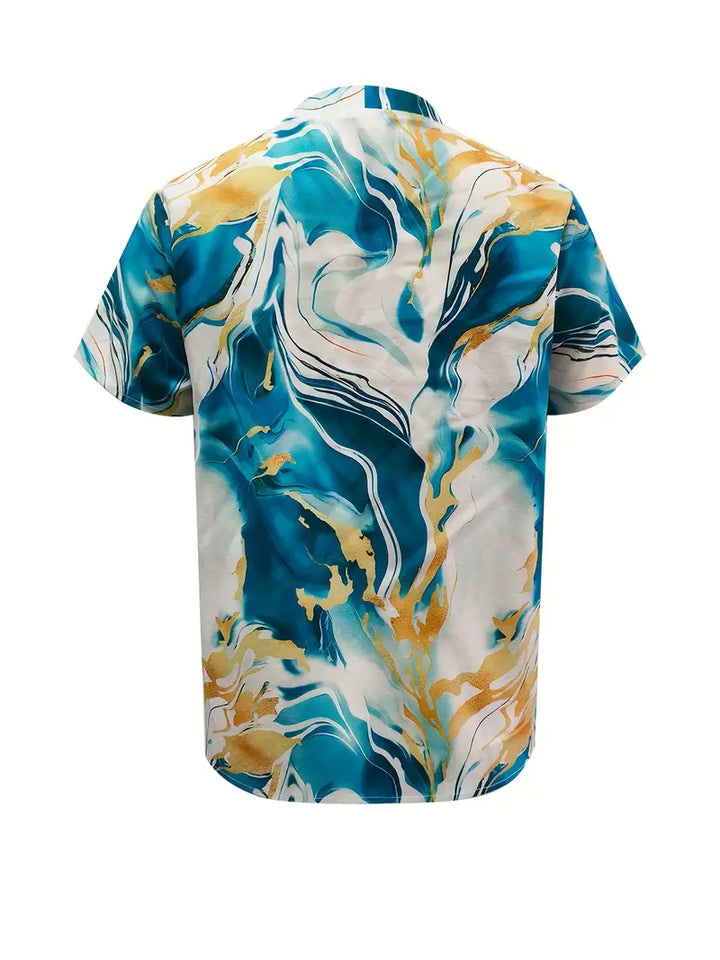 Mildred Marble Print Short Sleeve Shirt - Elena Harper