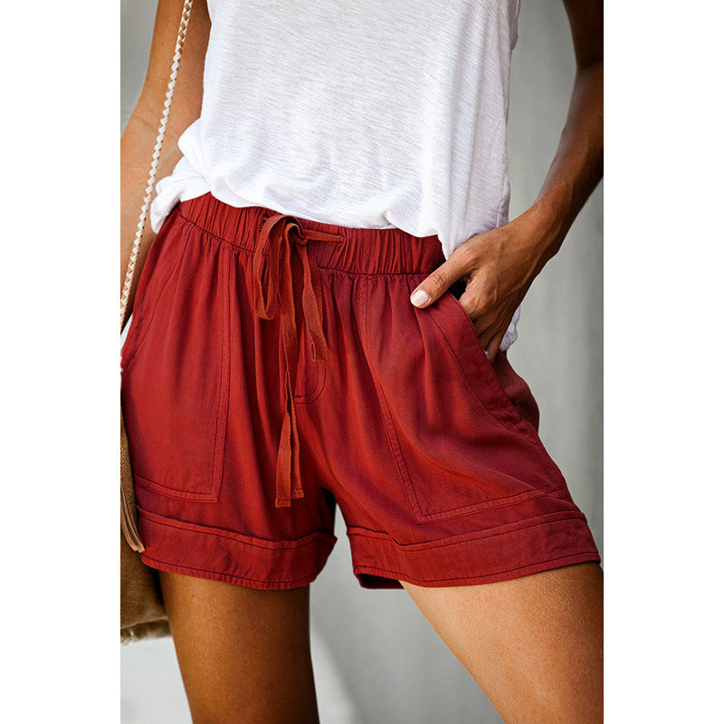 High-waisted wide-leg shorts for women