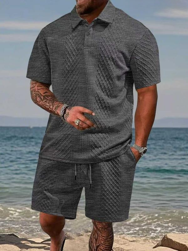 Textured Knit Summer Set for Men - Elena Harper