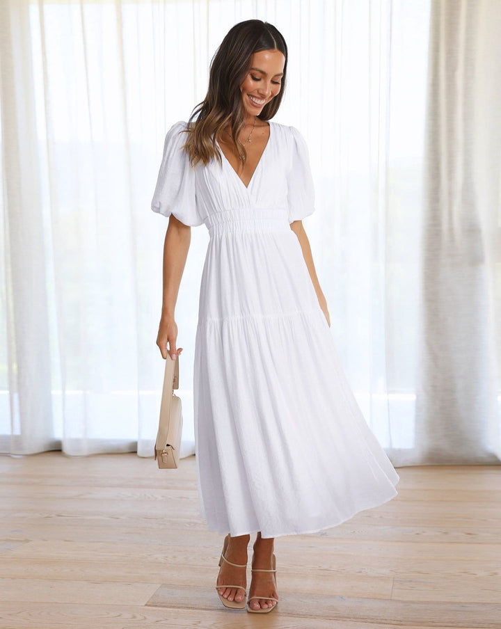 Ella Dress V-Neck Balloon Sleeve