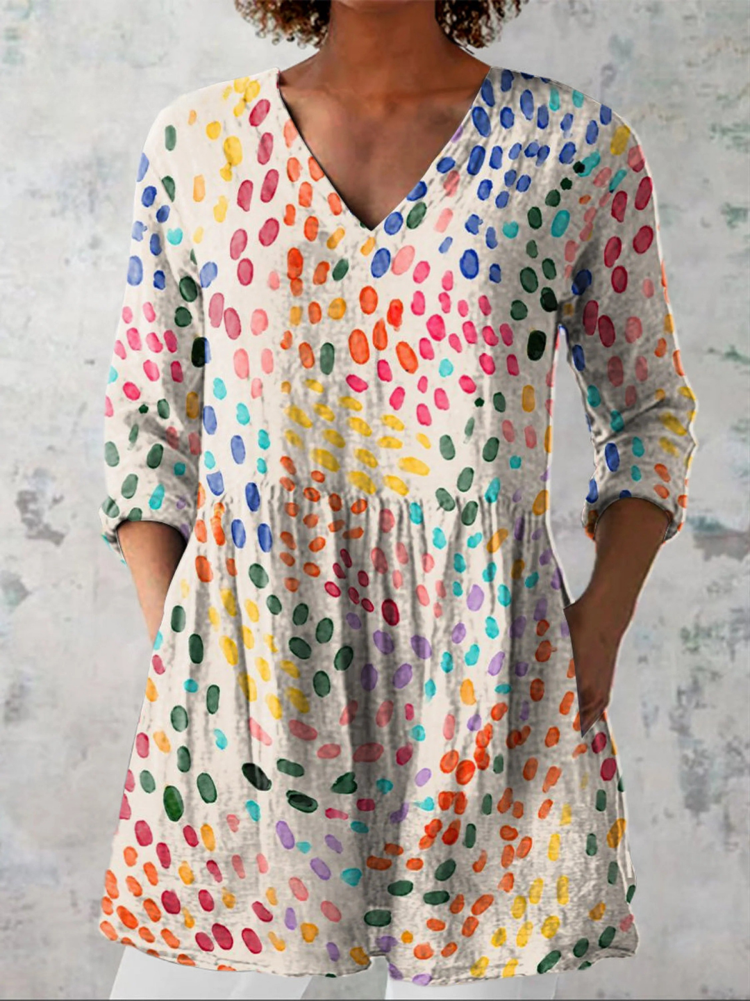 Women's Flowy V-Neck Long Blouse - Effortless Style