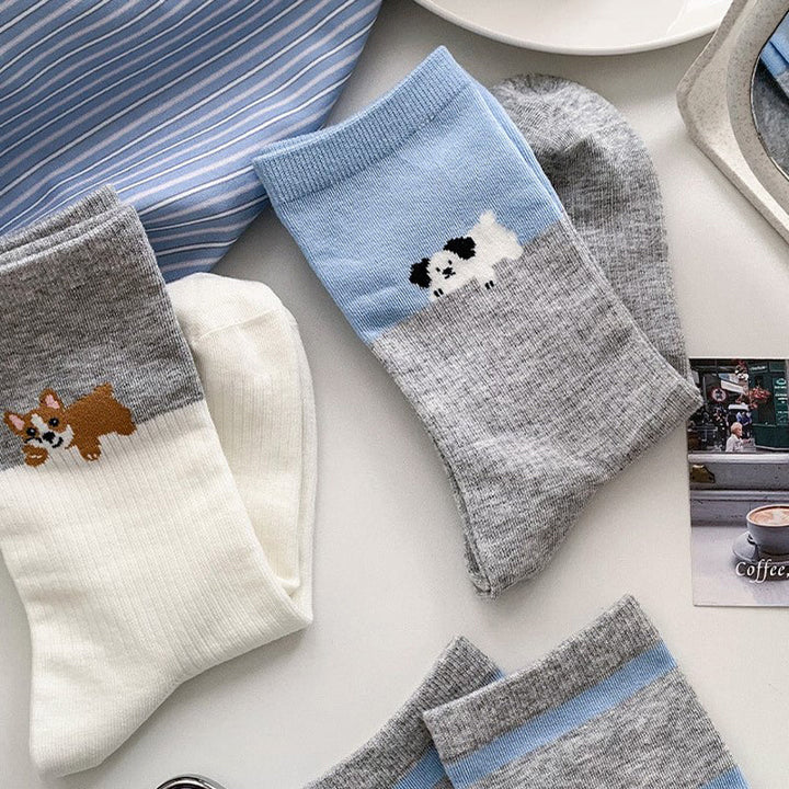 Casual Socks with Puppy Print