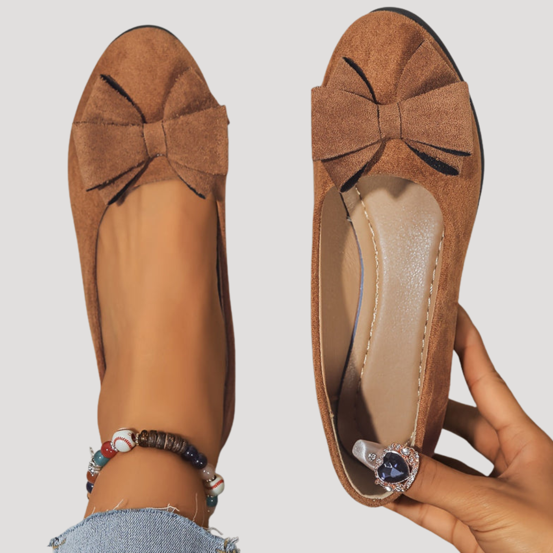 Wedge Ballet Flats with Elegant Bow