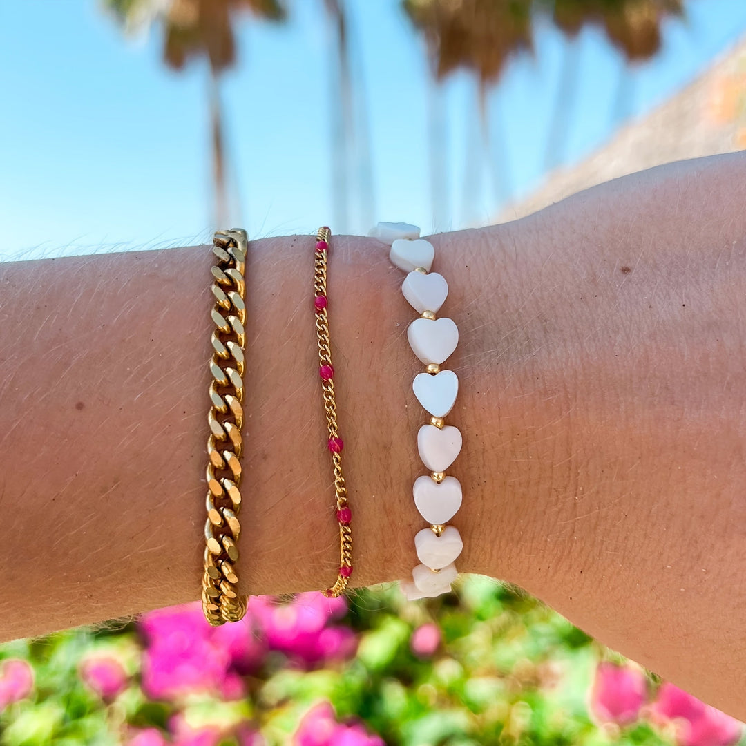 Bohemian Natural Stone Shell Heart Bracelet - Elena Harper