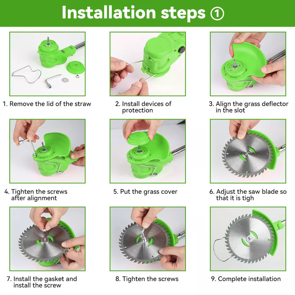 24V Cordless Grass Trimmer with Adjustable Head and Blades