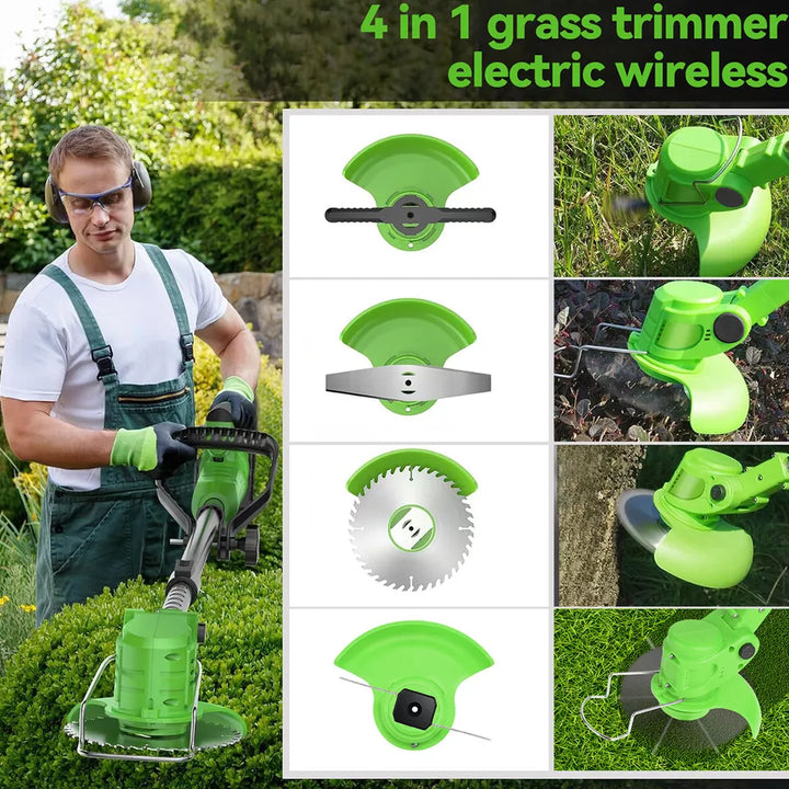 24V Cordless Grass Trimmer with Adjustable Head and Blades