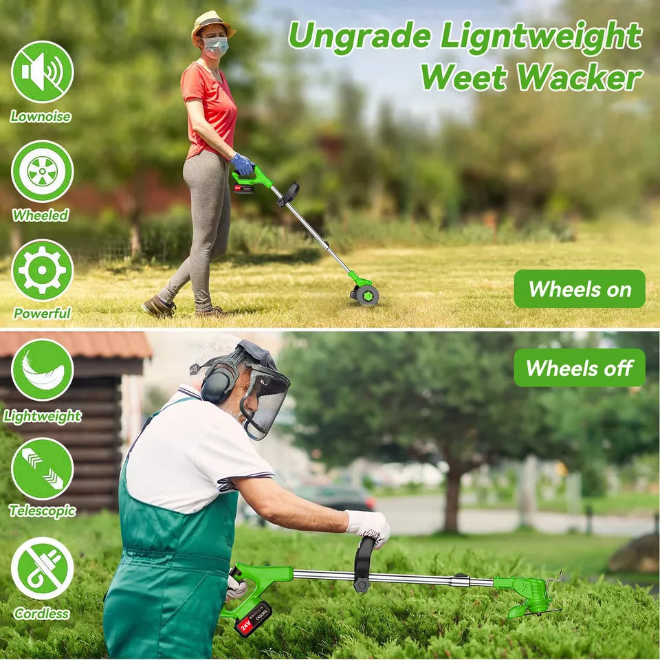24V Cordless Grass Trimmer with Adjustable Head and Blades