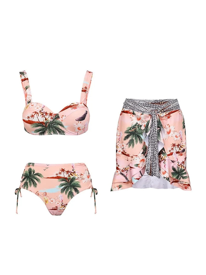 Palm Tree Print Vacation Bikini Set - Elena Harper