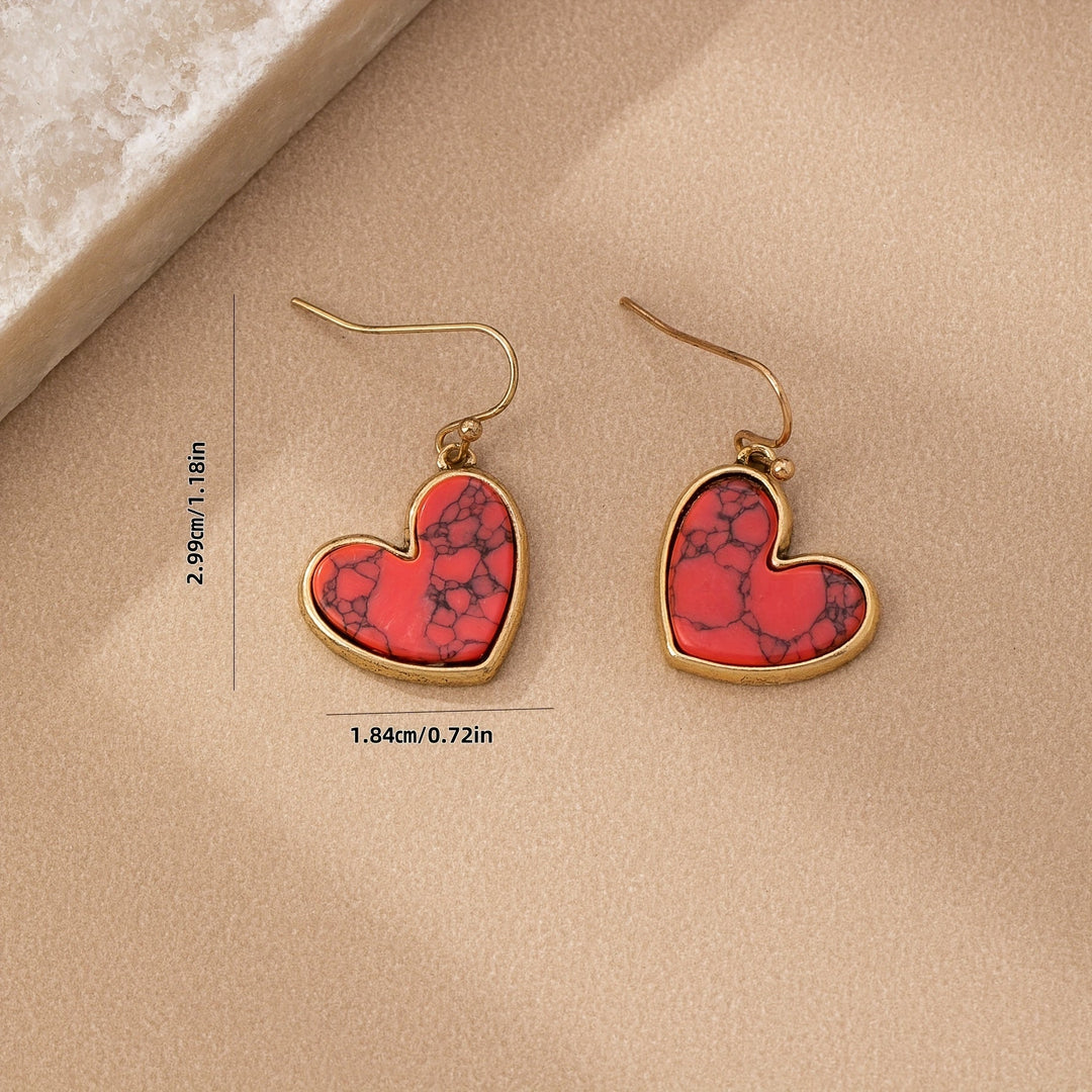 Bohemian Minimalist Natural Turquoise Heart Earrings - Elena Harper