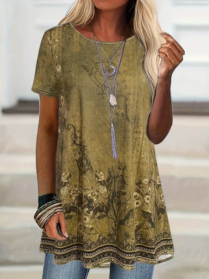 Abhishani Wide T-Shirt with Floral Print - Elena Harper