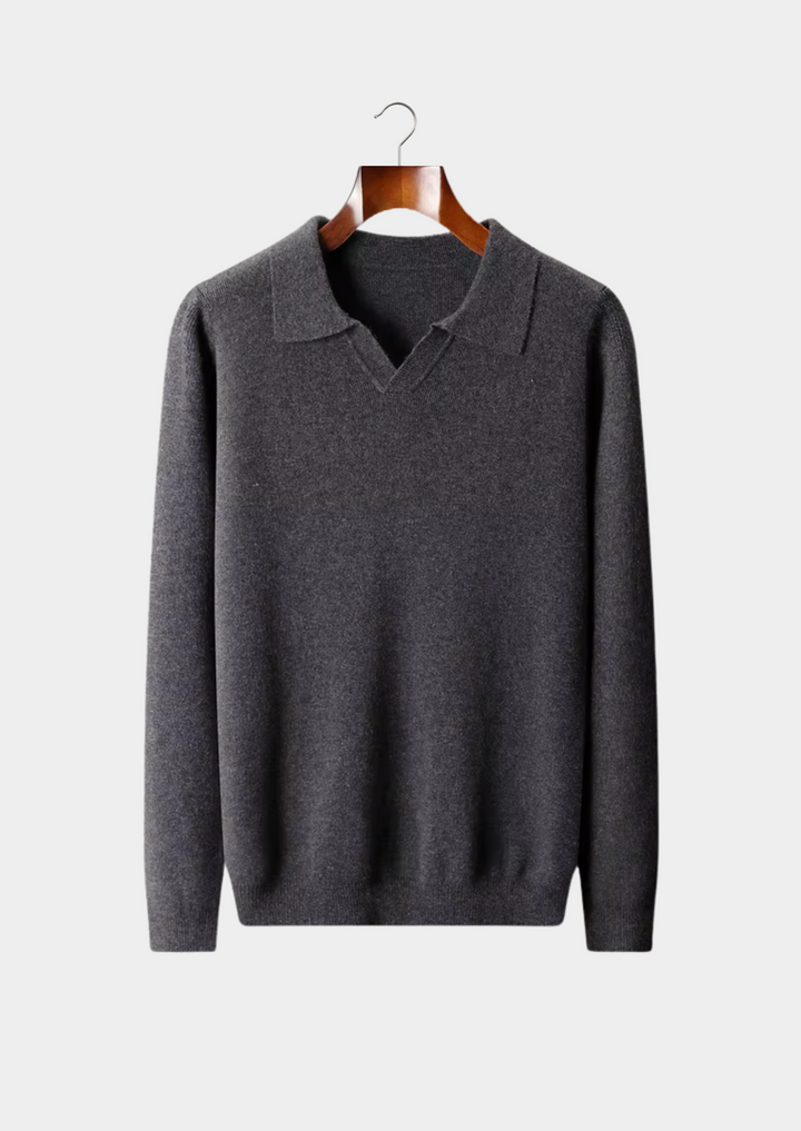 NOBA WOOL RIBBED BUTTONLESS POLO