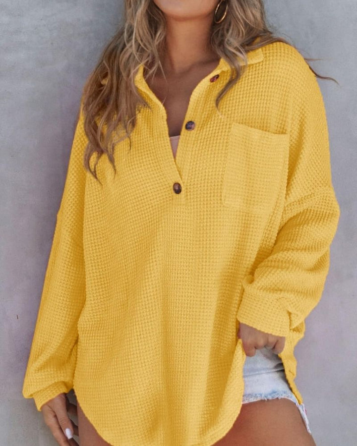 TAHLIA Waffle Knit V-Neck Sweater, view 9 - Elena Harper