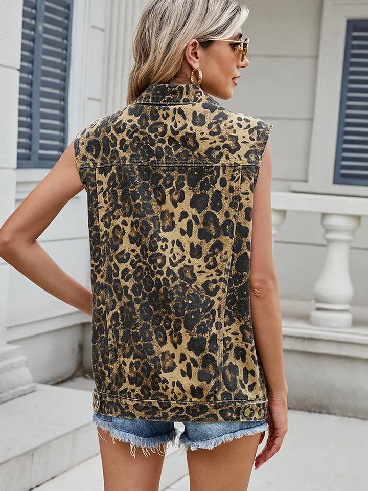 Fashionable Leopard Print Vest Top, view 3 - Elena Harper