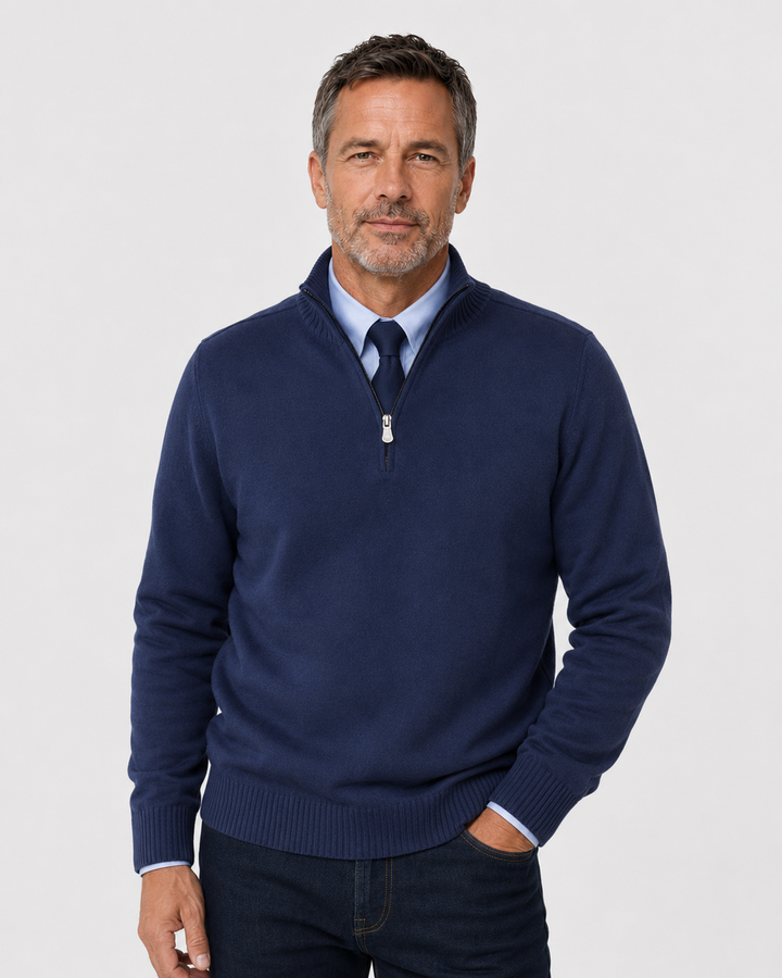Abdel Long Sleeve Quarter Zip Sweater - Elena Harper