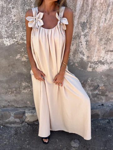 Floral Dress with U-Neck Timeless Elegance - Elena Harper
