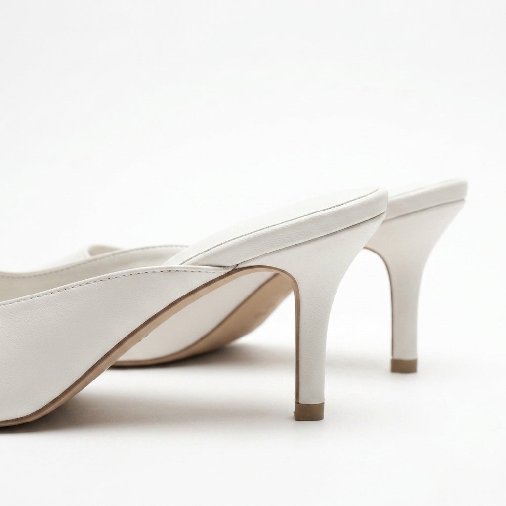 White Kitten Heel Mules