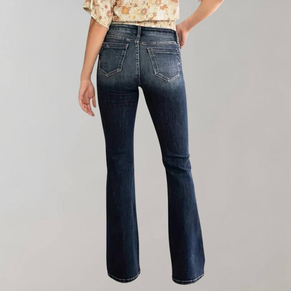 Women's Mid-Waist Slim Fit Stretch Flared Jeans