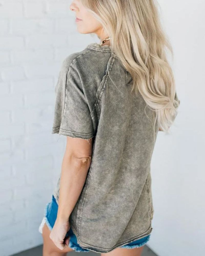 Positano Washed Button T-shirt - Elena Harper