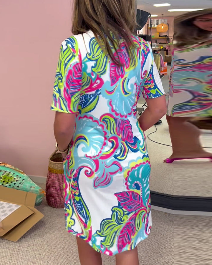Slim Fit Printed Dress - Elena Harper