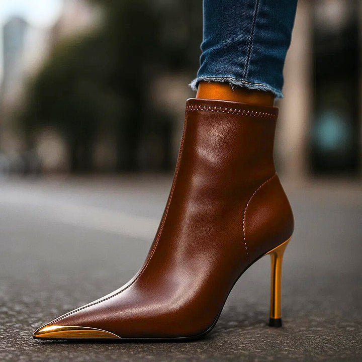 VALENTINA HIGH HEEL ANKLE GOLD-POINT BOOTS