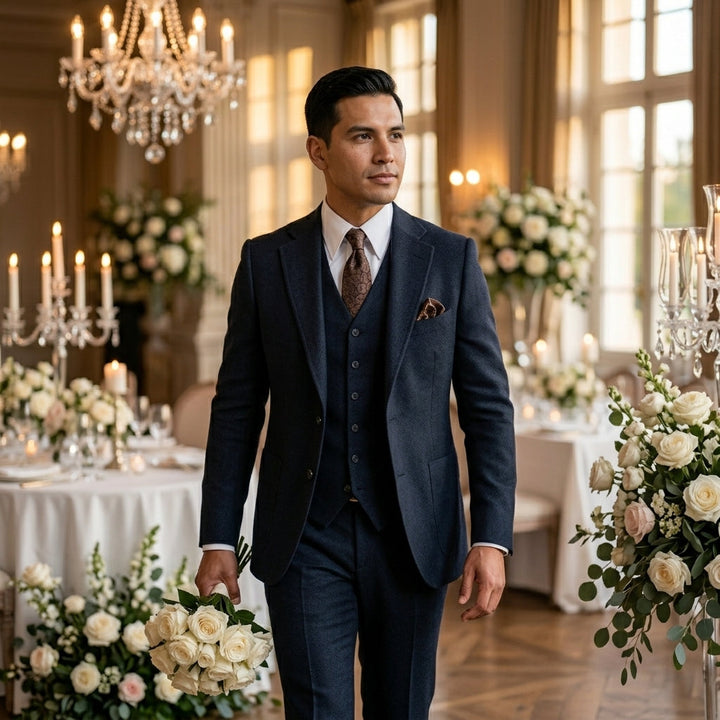 Harrington Oxford | Men Wedding Three‑Piece Suit Tweed