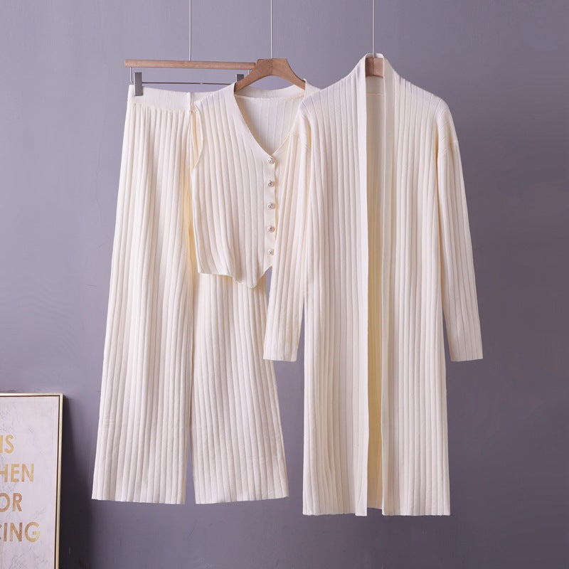 Three-Piece Women's Set Cardigan Sweater and Vest - Soft and Coordinated