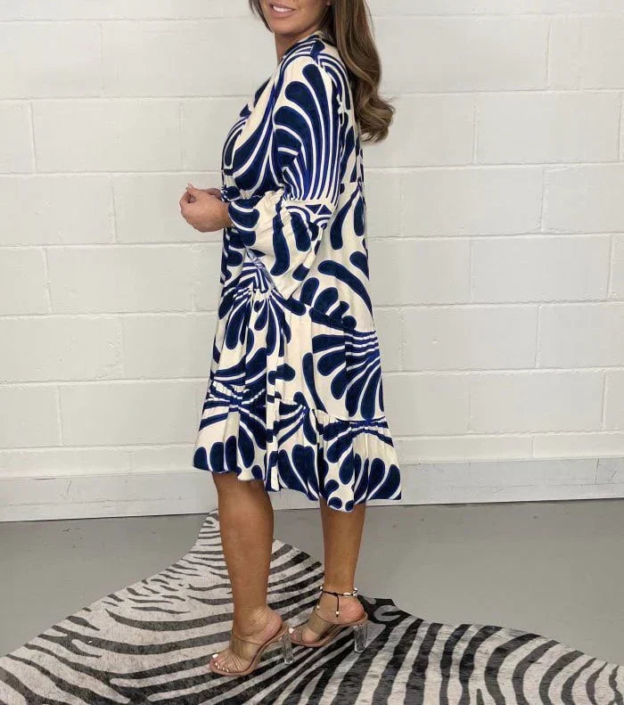 Fenella - Printed V Neck Midi Dress