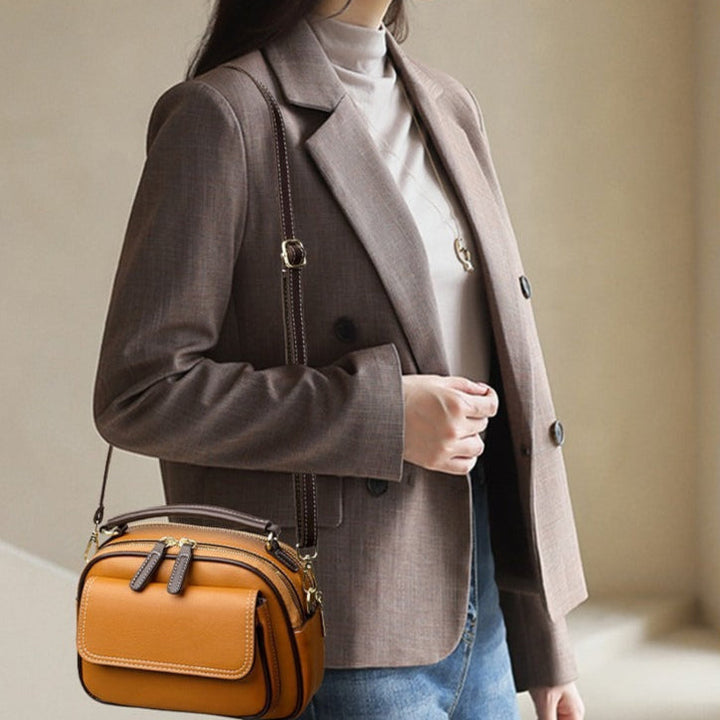 Women's Crossbody Bag in Synthetic Leather with Compact Structure - Mireille