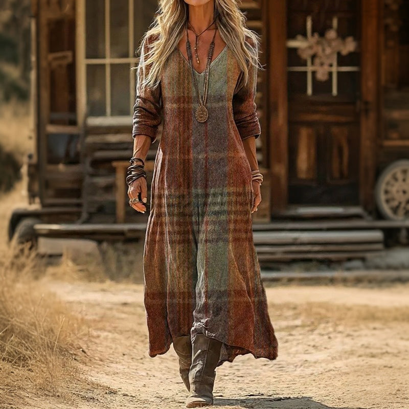 Evelyn Vintage-Inspired Long Sleeve Casual Dress - Elena Harper