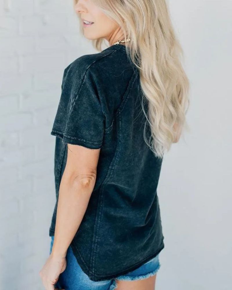 Positano Washed Button T-shirt - Elena Harper