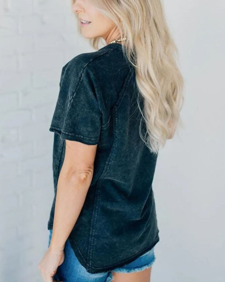 Positano Washed Button T-shirt - Elena Harper