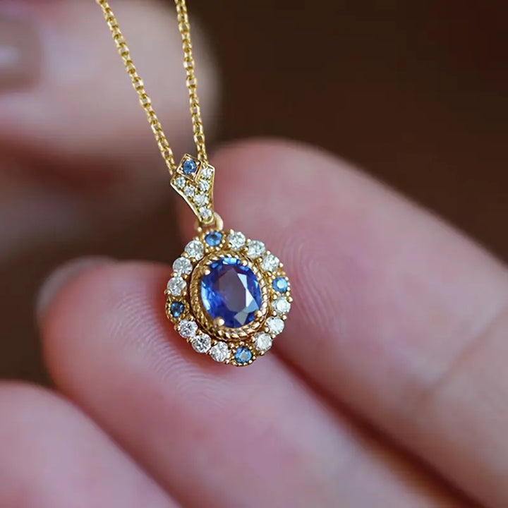 Soft gold necklace with a refined moon, view 2 - Elena Harper