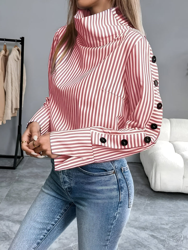 Bibi - Striped Shirt with Wide Collar