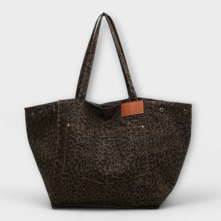 Elegant Leopard Print Canvas Shoulder Bag
