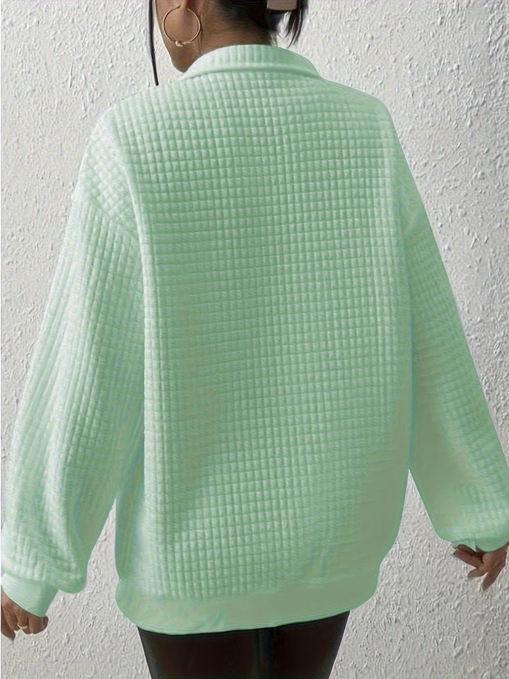 Adelina | Women's Quarter-Zip Textured Sweater with Relaxed Cut