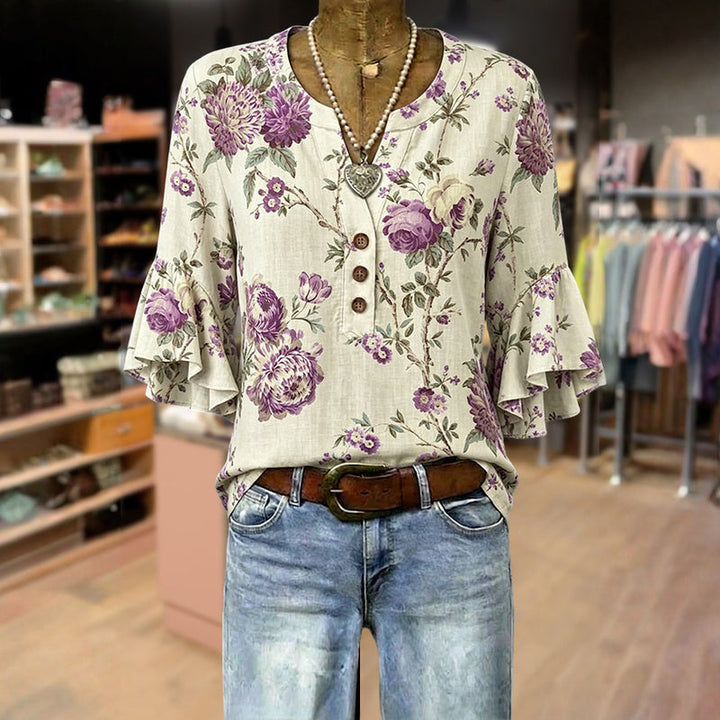Vintage Floral Print Blouse
