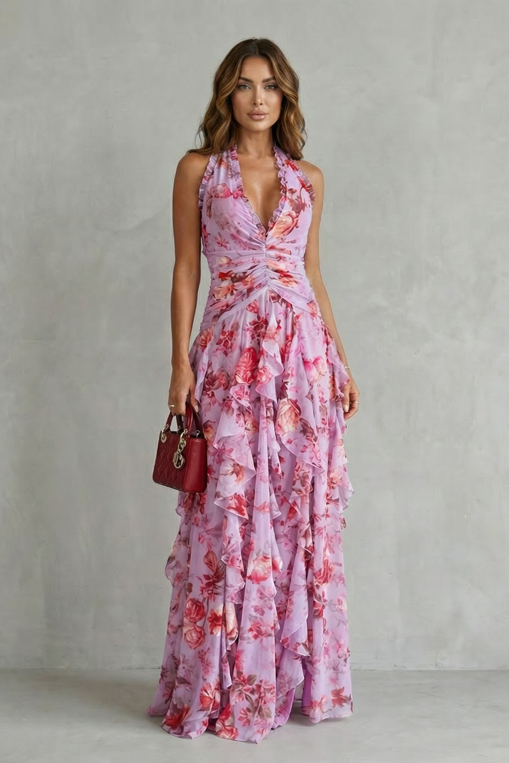 Women's Elegant Sleeveless Halter Maxi Dress