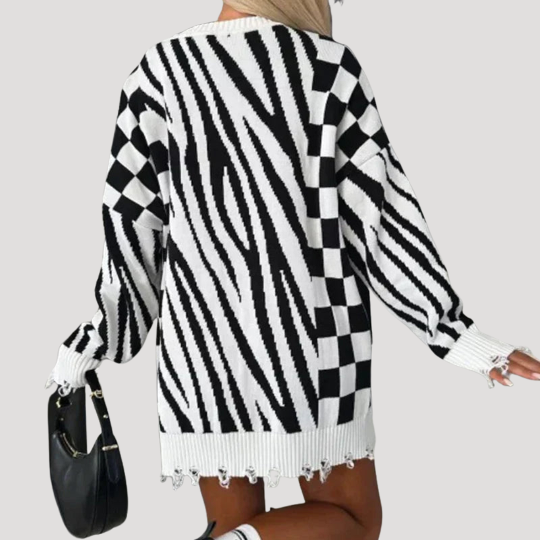 Casual Patterned Long Sweater for Women
