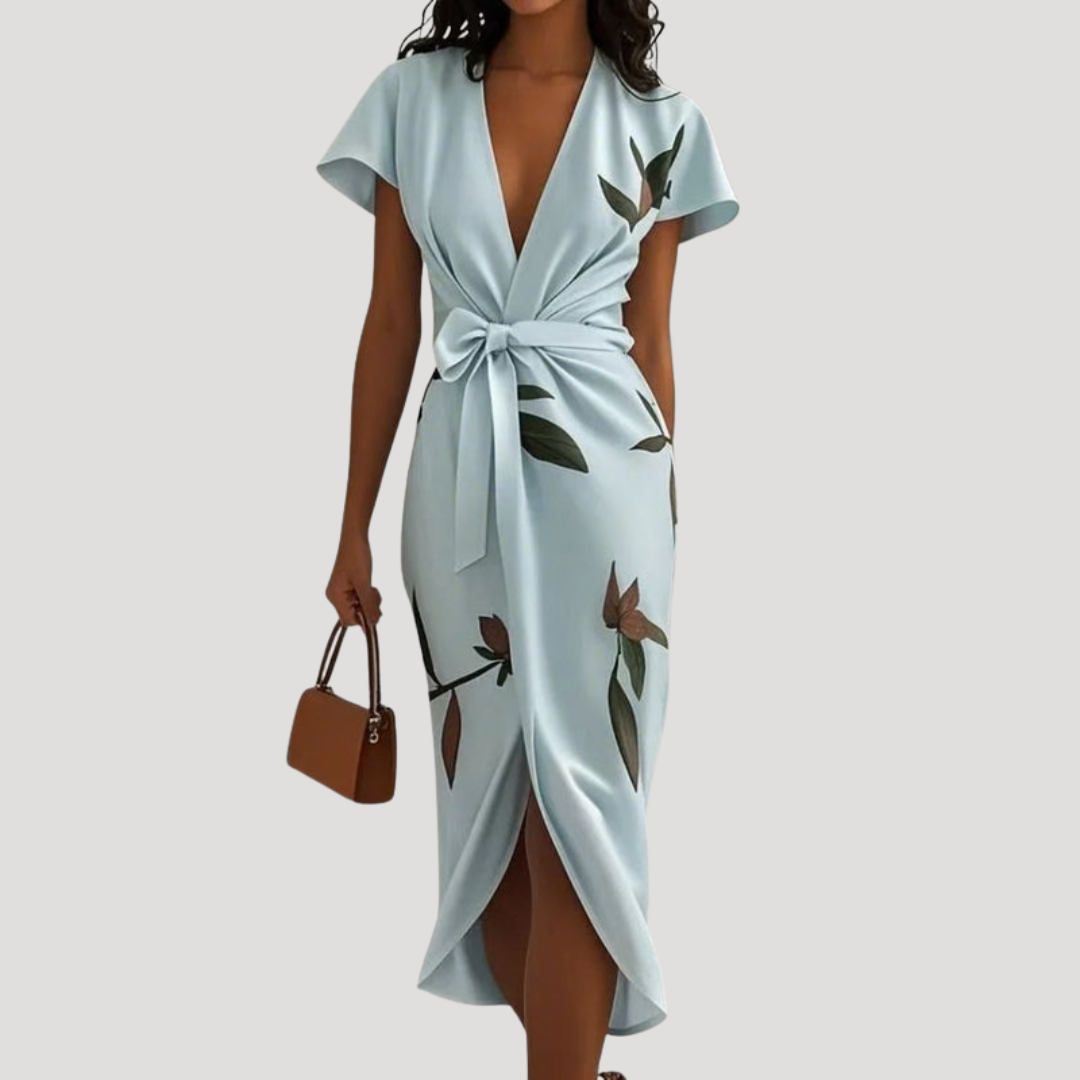 Floral Wrap Midi Dress for Women