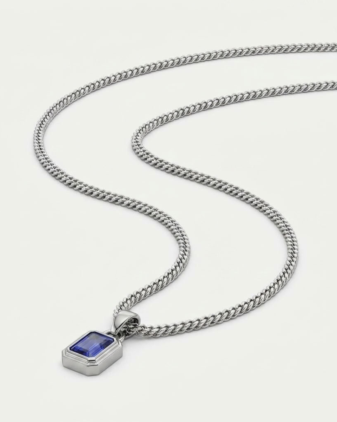Gemstone Pendant Stainless Steel Chain For Men