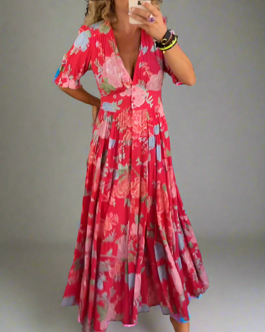 Mathilda Floral Day Dress with Hidden Pockets and Feminine Cut - Elena Harper