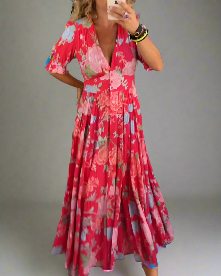 Mathilda Floral Day Dress with Hidden Pockets and Feminine Cut - Elena Harper