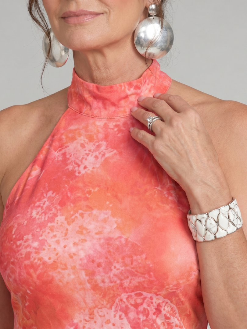 Coraline Halter Neck Printed Pattern Maxi Dress - Elena Harper