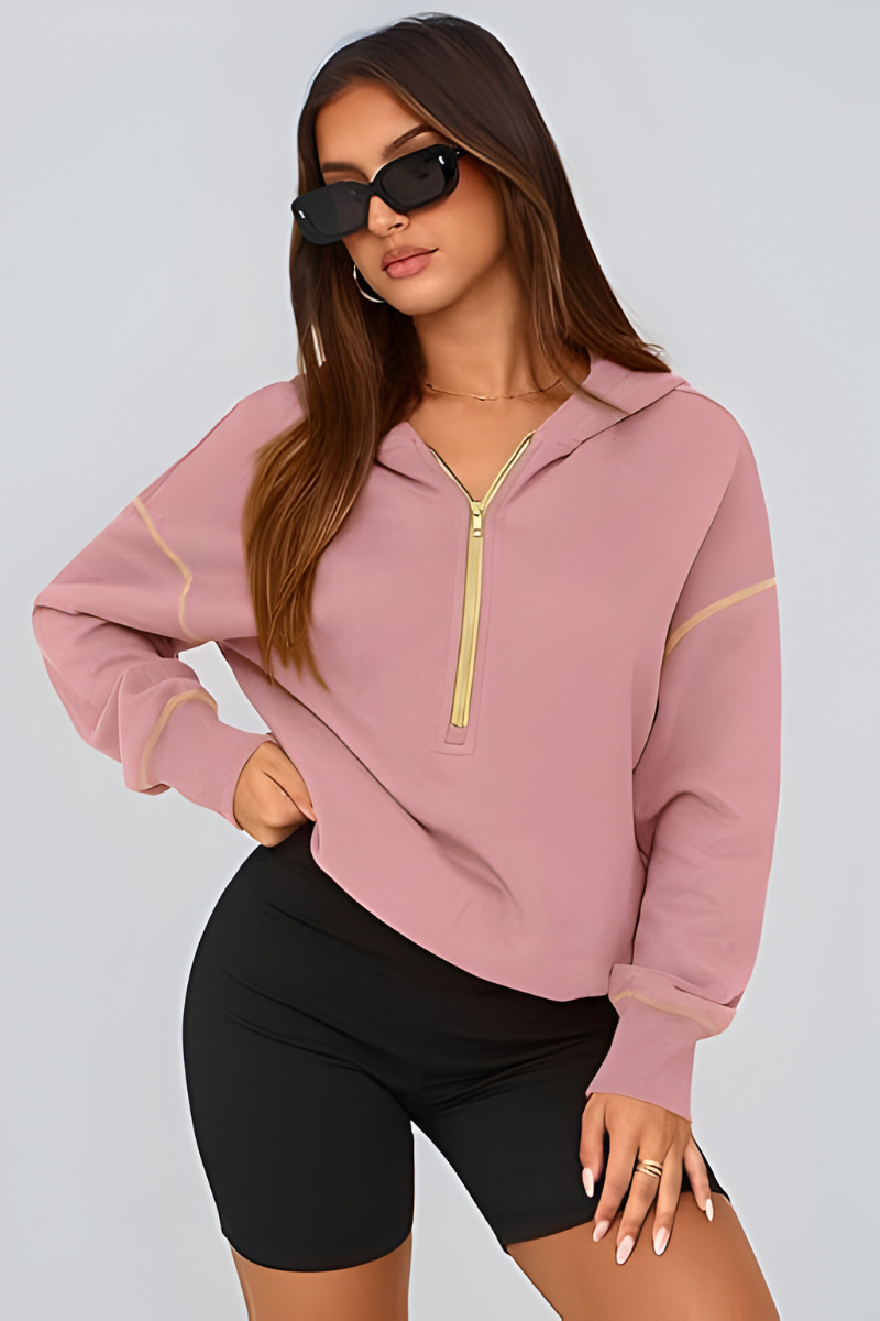Élise™ | Luxe Half-Zip Hoodie with Relaxed Fit