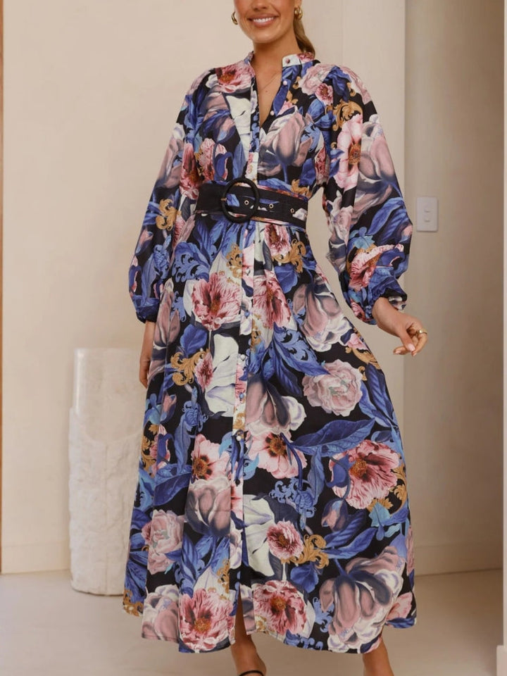 Relaxed Belted Puff Sleeve Dress
