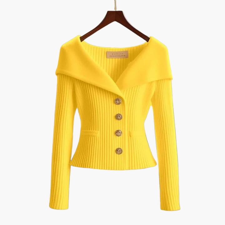 Elegant Short Ribbed Cardigan for Women – Comfortable Buttoned Knit