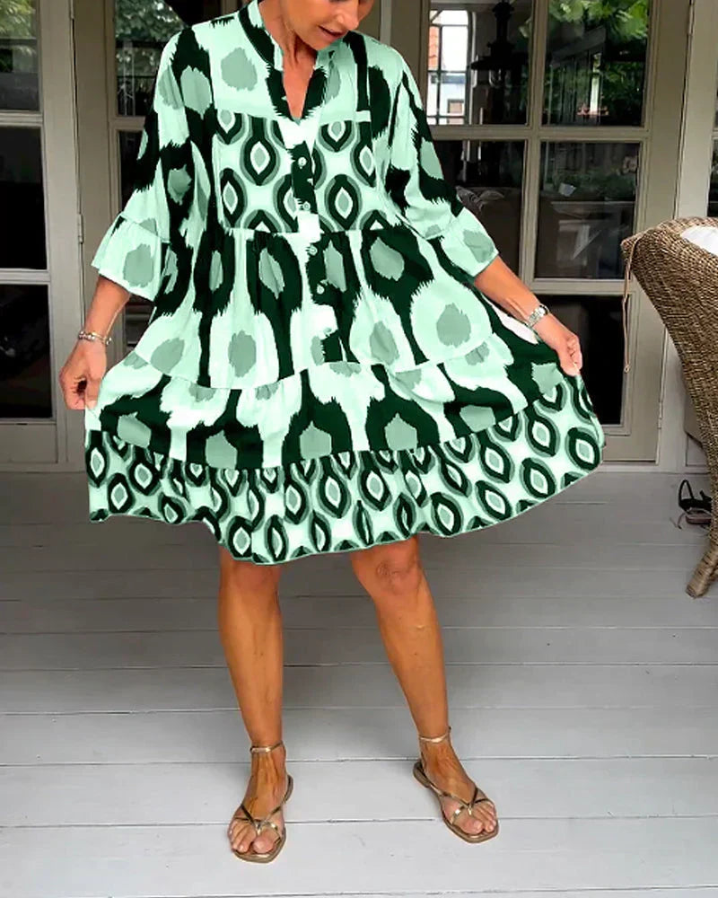 Women's Effortlessly Elegant Printed Midi Dress