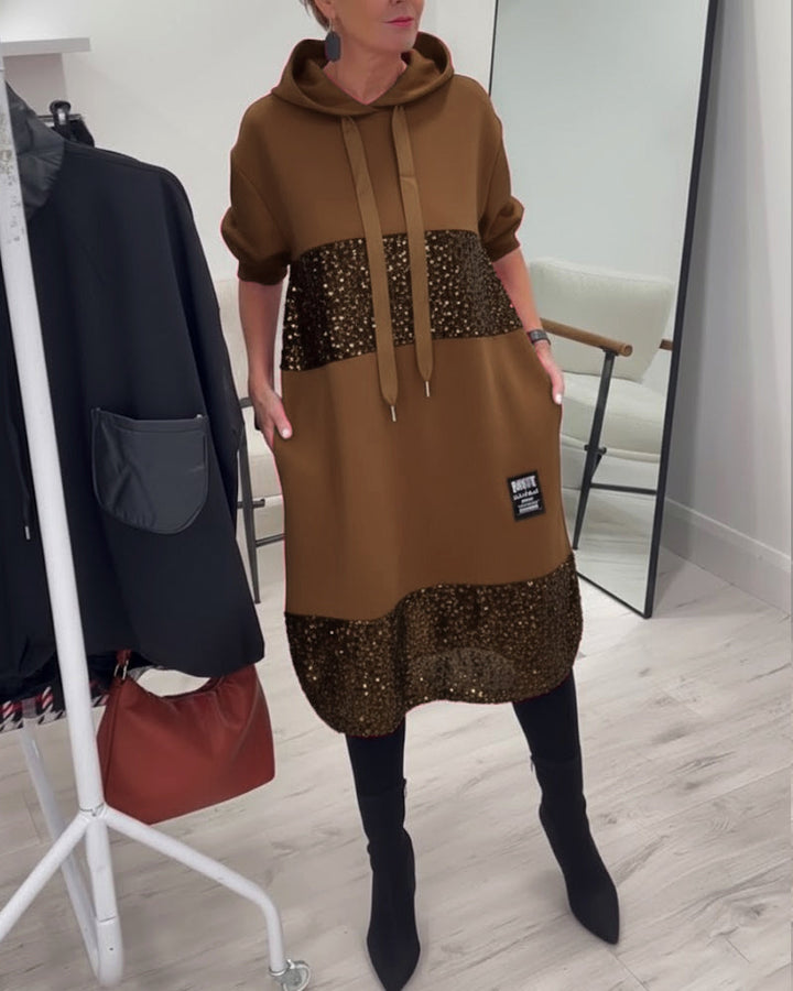 Mansherry Trendy Patchwork Hooded Dress - Elena Harper